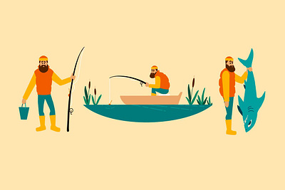 Minimalistic fisher illustrati graphic design illustration
