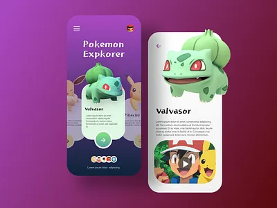 Vibrant Pokemon Universe: An Interactive Mobile Experience app design character display clean design digital design gaming app gradient background interactive media player mobile app mobile experience modern design placeholder text playful element pokemon pokemon characters ui user friendly user interface vibrant colors visual aesthetic