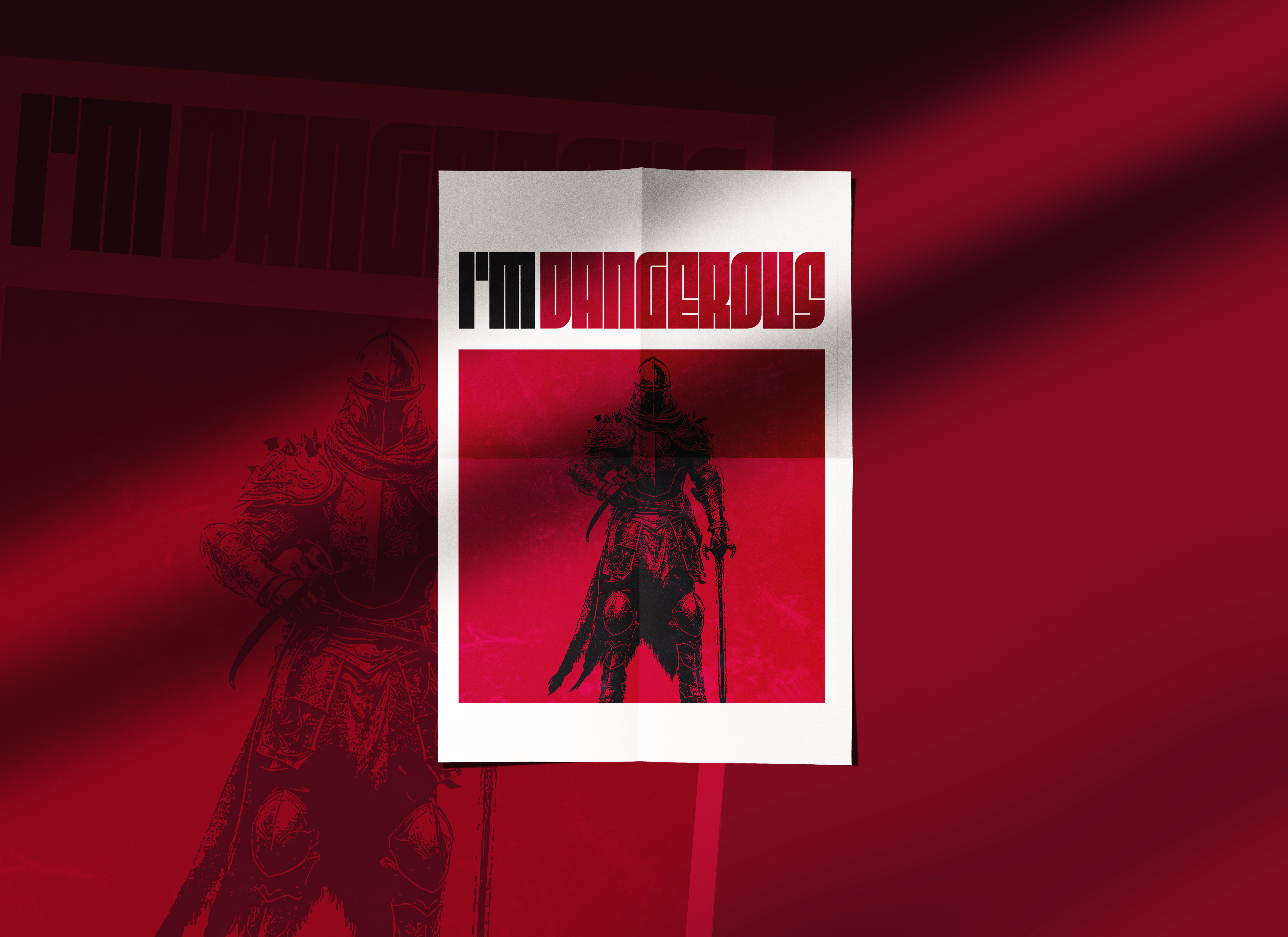 I'M DANGEROUS graphic design illustration knight medieval poster photoshop poster design poster mouckups warrior poster