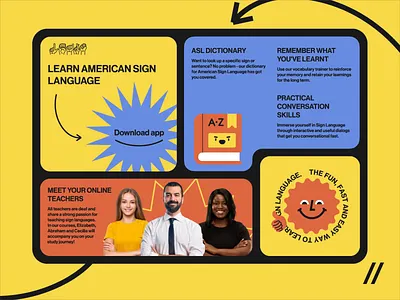 Language Learning App (Desktop) 3d animation asl branding design graphic design illustration language learning logo motion graphics online typography ui ux vector web design