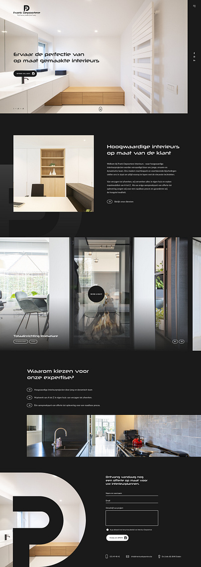 Interior Depoortere website black dark interior landing page ui website