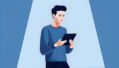 Man with tablet illustration illustration