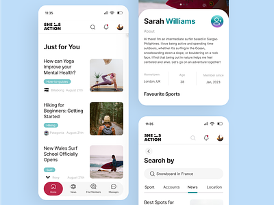 UI Design for Sports Platform agency mobile app news mobile ui newsfeed profile search by sports ui user interface webdesign