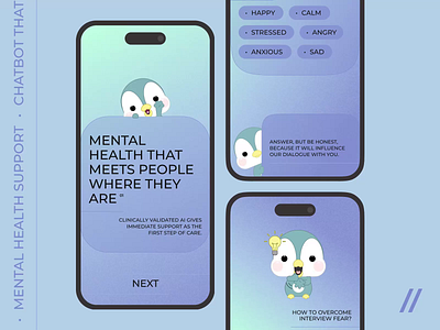 Mental Health Mobile IOS App ai animation app app interaction branding chat chatbot design graphic design illustration ios mental health mobile motion graphics online typography ui ux vector wellness