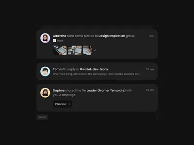Notification Components component container dark darkmode design figma memojies notification product product design slack ui web