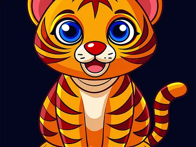Cute Tiger Cub Kawaii Art illustration branding cheeta cub cheeta logo cheeta mascot graphic design kawai kawaii logo motion graphics