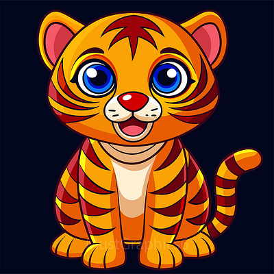 Cute Tiger Cub Kawaii Art illustration branding cheeta cub cheeta logo cheeta mascot graphic design kawai kawaii logo motion graphics