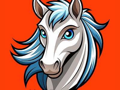 White Horse Face Mascot Logo animation branding graphic design horse face horse illustration horse logo horse mascot logo white horse white horse face white horse mascot white hose