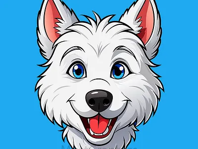 Cute White Dog Face Mascot Logo animation branding dog dog illustration dog puppy dog t shirt deaign graphic design logo motion graphics puppy puppy illustartion puppy logo puppy t shirt design white puppy