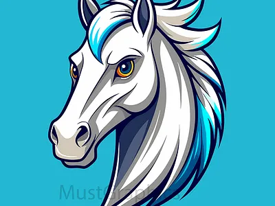 White Hore Face Mascot Logo 3d animation branding graphic design hore mascot horse branding horse face horse face logo horse logo illustration logo motion graphics ui white horse