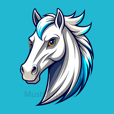 White Hore Face Mascot Logo 3d animation branding graphic design hore mascot horse branding horse face horse face logo horse logo illustration logo motion graphics ui white horse