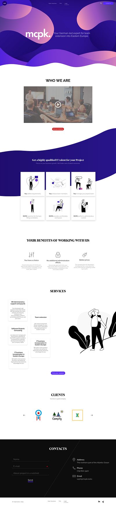 One-page website for coworking & team extension company website adobe xd ui ux we design wireframe