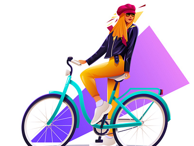 Bicycle girl fashion illustration vector