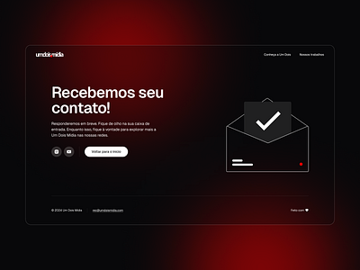 Contact Form Confirmation contact dark design email figma flat hero illustration landing page mail minimal red ui user interface visual design website