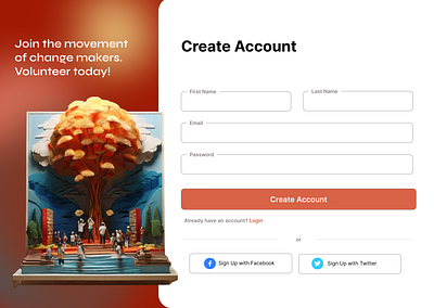 Signup Page branding dailyui design graphic design signup ui volunteer