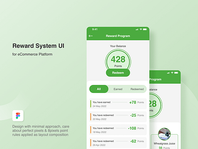 Reward System UI branding ecommerce app graphic design redeem points ui reward system app ui uiux visual design
