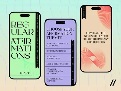 Daily Affirmations Mobile iOS App affirmations app android animation app branding dashboard design graphic design illustration ios mental health app mobile typography ui ux vector