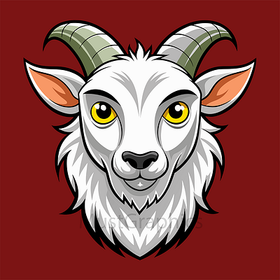 White Goat Face Mascot Logo 3d animal logo animation branding goat goat face goat face logo goat face mascot goat illustration goat logo goat mascot graphic design illustration logo motion graphics pet logo ui white goat