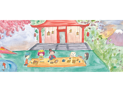 Children's Book Illustration: O Mapa aquarela childrens book illustration japan original work picture book traditional art watercolor