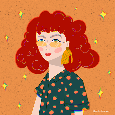 The girl with red hair illustration procreate