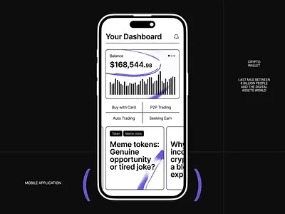 Crypto Wallet Mobile iOS App animation app branding cryptocurrency dashboard design finance fintech graphic design illustration ios mobile motion design motion graphics online typography ui ux vector wallet