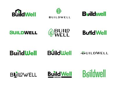 BuildWell Wordmark Logo Exploration architecture build climate construction contruction ecofriendly engineering environment font design graphic design green leaf leaves lettering logo design sustainable wordmark