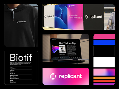 Replicant branding colors fireart fireart studio gradient graphic design identity logo
