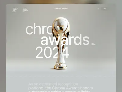 Chrona Awards Exploration ai art ai website awards awards website branding clean clean website design landing page minimalism minimalist realistic trophy ui web design website