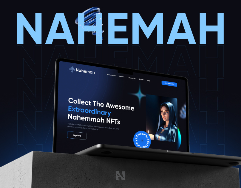 NFT Collection Landing Page - NAHEMAH adobe photoshop blockchain case study design figma graphic design landing nft page typography ui uiux user experience user interface ux webdesign website