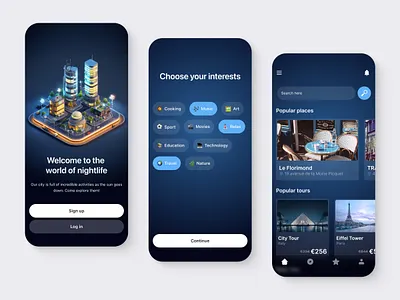 City Exploration App 3d ai app city city app design explore illustration local map mobile app navigation paris smart city tourism travel travel app ui venues