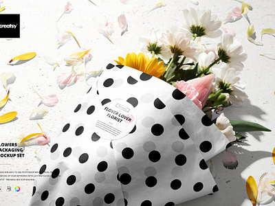 Flowers Packaging Mockup Set creator custom customizable design designed flowers packaging mockup set generator pattern patterns personalized printed smart object surface template templates