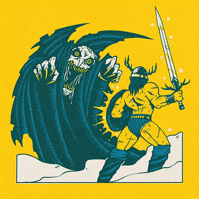 Witch Hunter barbarian character design conan design illustration t shirt design warrior witch yellow