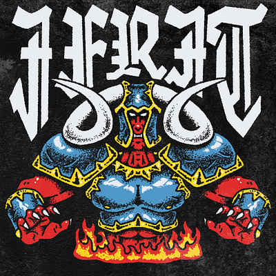 Ifrit character design demon design devil heavy metal hell illustration t shirt t shirt design