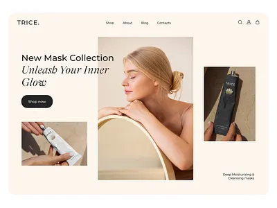 TRICE. Skincare Branding. beauty branding clean gold graphic design hero hero section landing page logo package skin skincare web website