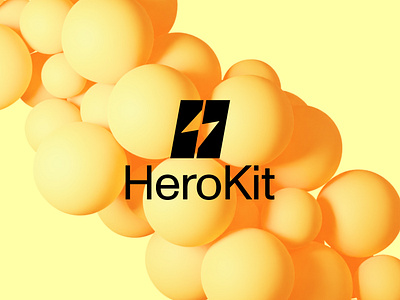 HeroKit.design 3d branding design hero logo no code product design yellow