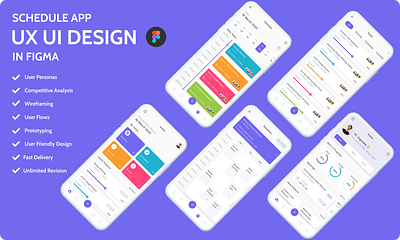 Schedule App UX UI Design in Figma app design in figma app ux ui design figma app design modern app design schedule app ux ui design ui ux ux ui