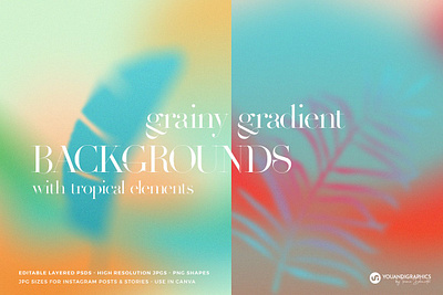 Tropical Grainy Gradient Backgrounds abstract background colorful exotic floral gradient summer tropical