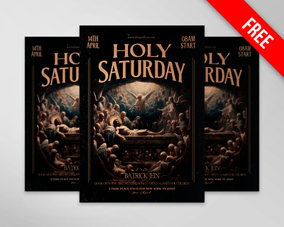 Free Holy Saturday Flyer PSD Template church flyer design flyer design free free psd freebie holy saturday illustration psd