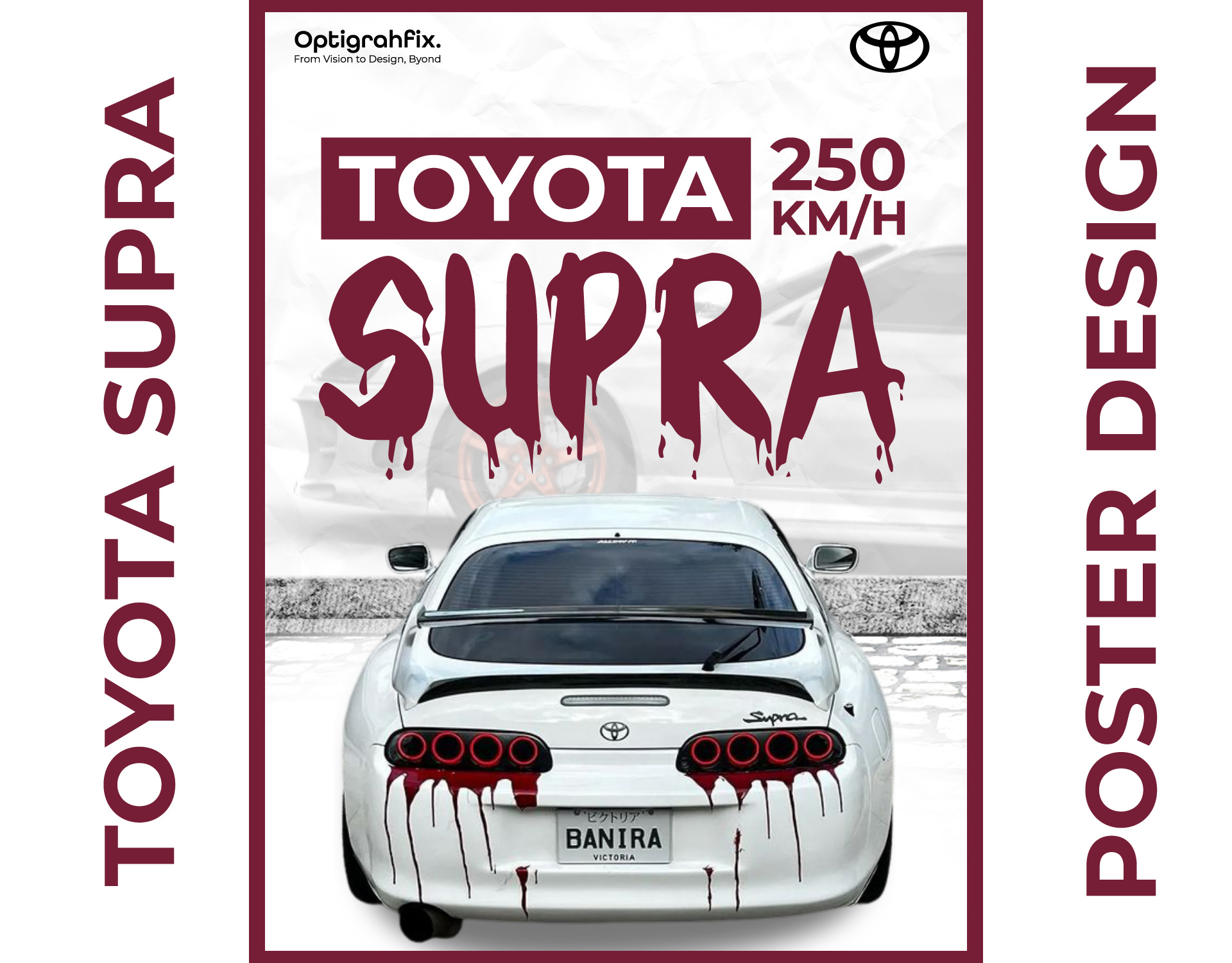 Toyota 【﻿ＳＵＰＲＡ】 Poster design | Optigrahfix brand identity branding car poster post poster poster design toyota toyota supra