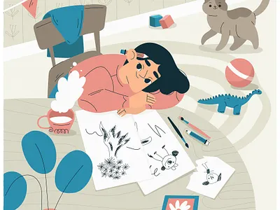 childhood IV cat girl kids painter sketches