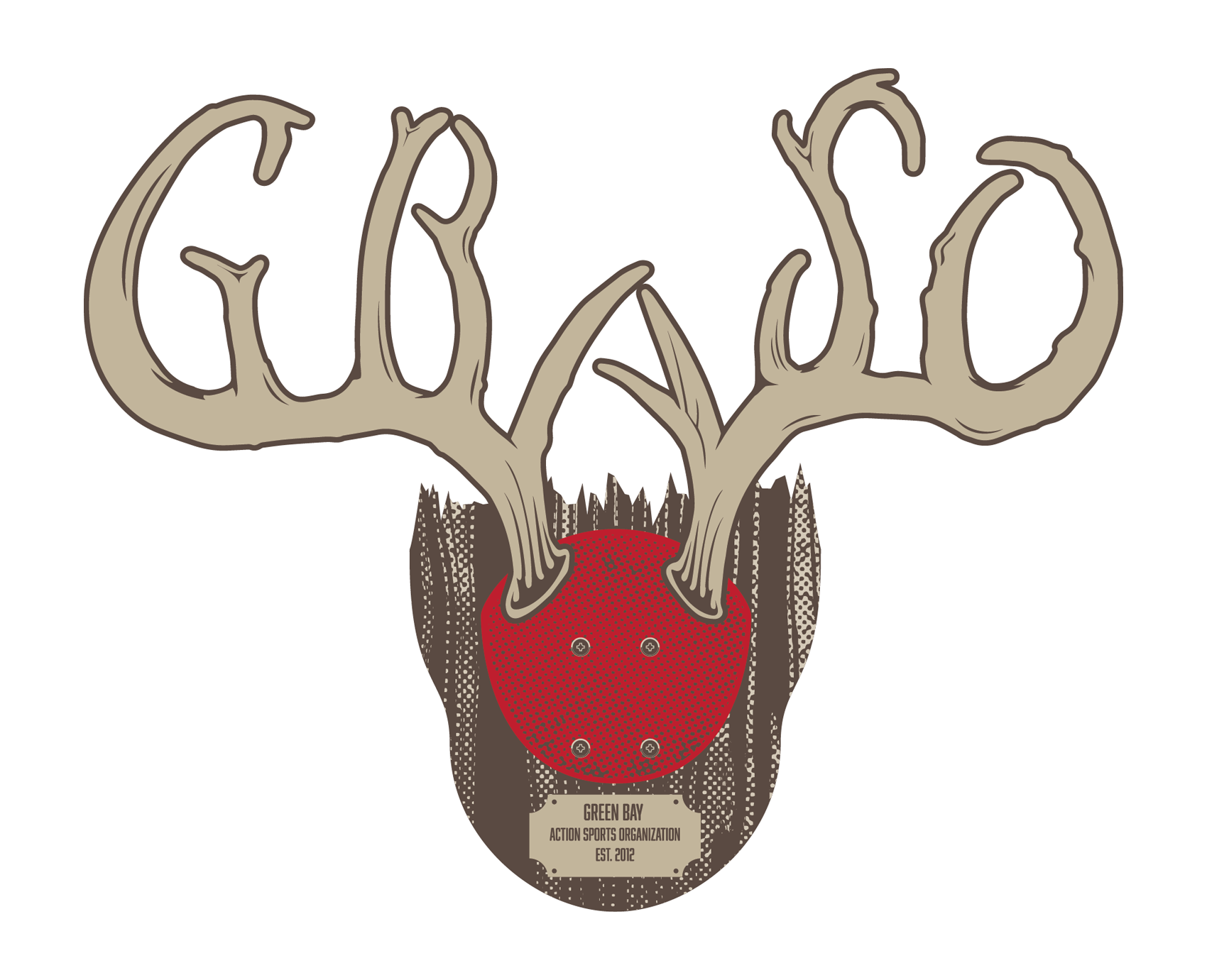 Green Bay Action Sports Organization - Rack action antlers apparel design branding design graphic design hunting illustration lettering logo logotype rack screen print skateboarding sports t shirt design vector wisconsin
