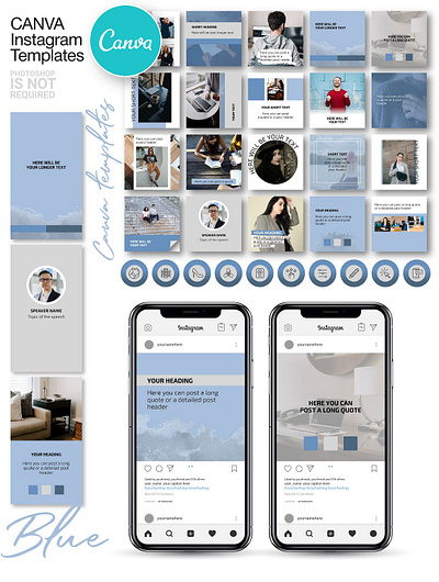 Blue CANVA Instagram Templates blogger templates blue blog blue canva instagram templates blue icons blue instagram blue template highlight instagram instagram theme stories highlights template template instagram templates for canva templates for instagram