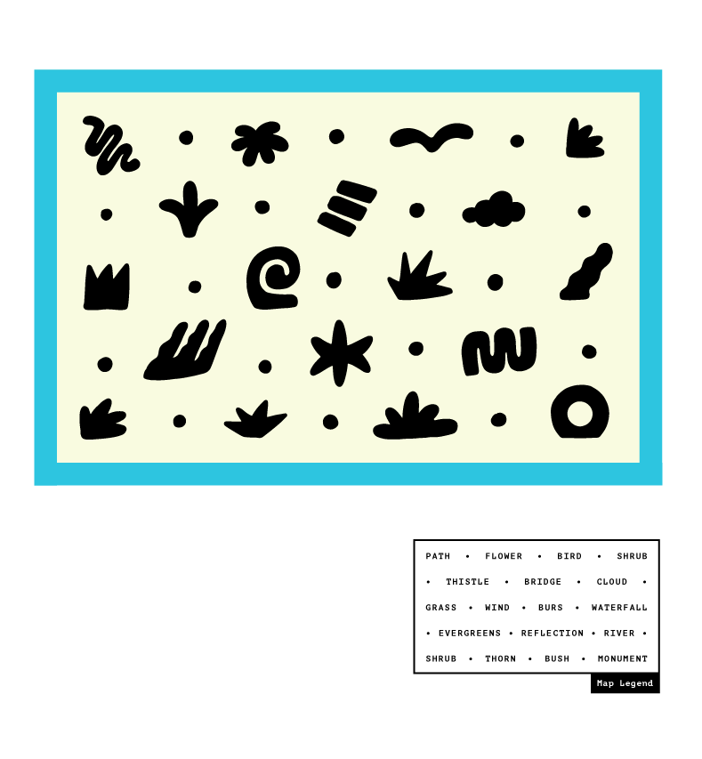 Map and Legend 2d abstract design hand drawn icons illustration map