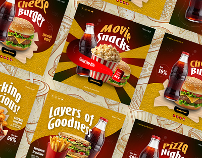 Fast Food Social Media Post Templates banner branding burger drink food offer pizza post poster promotion snacks social media template