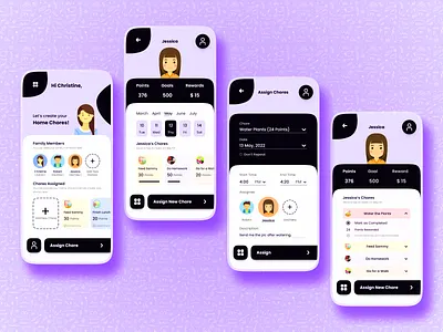 Chores Tracking App app app design figma app ui branding chore tracking app chores chores app design figma mobile app ui