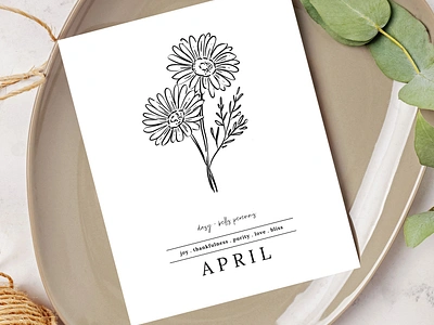 April Birth Flower - Daisy - Art Print birth flower birth month birthday flower birthday gift idea floral art flower illustration gift idea month of the year