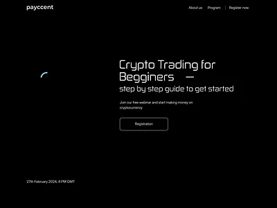 First screen of the Crypto Trading Webinar crypto cryptocurrency cryptotrading investment site trading uxui webdesign webinar website