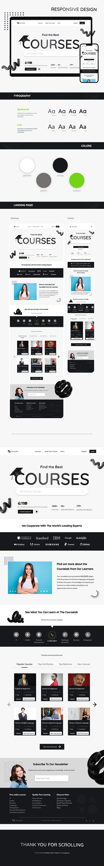 Responsive design/ Landing page/ Courselab graphic design ui