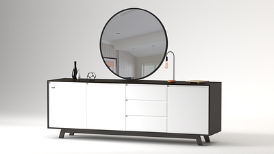 Modern Drawer with mirror 3D Model 3d 3d modeling furniture model rendering