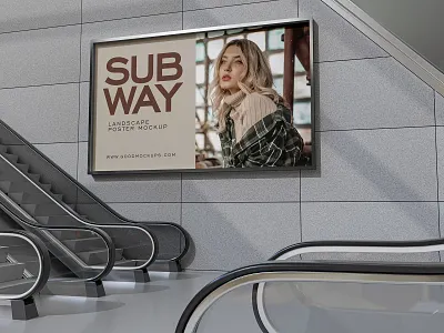Free Subway Landscape Poster / Billboard Mockup PSD billboard mockup download mockup free free mockup freebie mockup mockup psd poster mockup psd psd mockup subway mockup